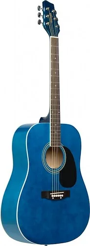 Blue dreadnought acoustic guitar with basswood top