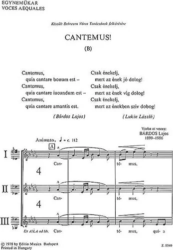 Cantemus (B) (to words by the composer): Chorus of Small People