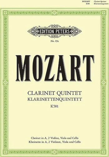 Clarinet Quintet in A K581<br>For Clarinet in A, 2 Violins, Viola and Cello (Set of Parts)