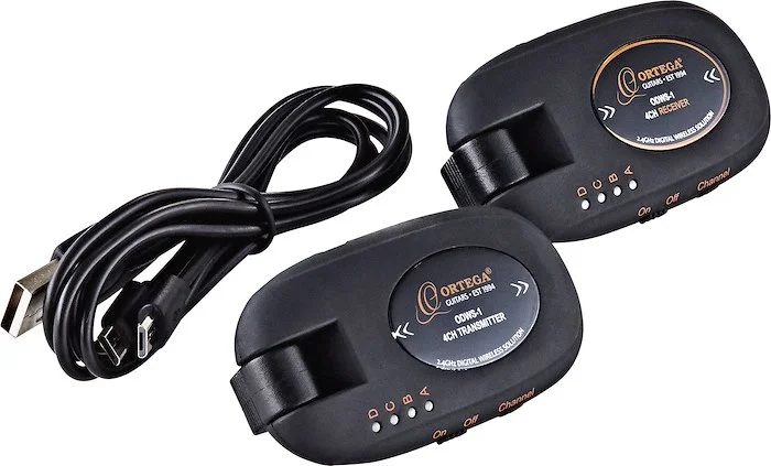 Complete Digital Wireless System for Acoustic & Electric Instruments - 2.4 GHz/ 4 Channel - Transmitter & Receiver - Black