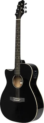 Cutaway acoustic-electric auditorium guitar, black, left-handed model