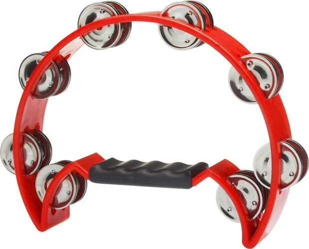 Cutaway plastic tambourine with 16 jingles