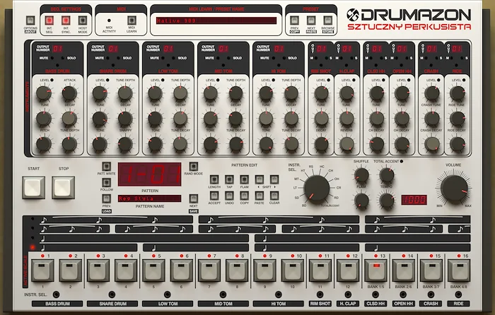 D16 Drumazon (Download) <br>Drumazon synthesis emulates all the sounds of the original 909