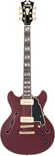 D'Angelico Deluxe Mini DC Semi-hollowbody Electric Guitar - Satin Trans Wine
