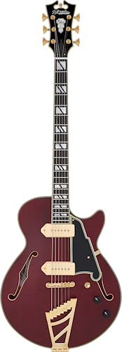 D'Angelico Deluxe SS Baritone Semi-hollowbody Electric Guitar - Satin Trans Wine