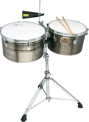 Deep-Shell Brushed Chrome Finish Timbales
