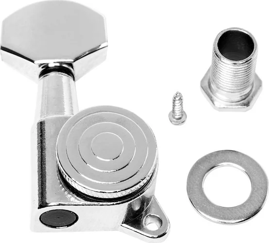 Deluxe machine heads 6 x 1, with locking system, for electric guitar, chrome finish