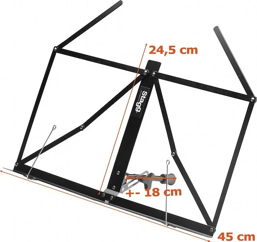 Desktop metal music stand, collapsible, with bag