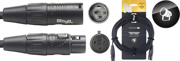 DMX cable, XLR/XLR (m/f) (3 pins), 10 m (33'), N-series