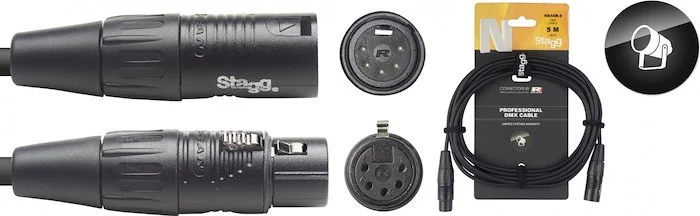 DMX cable, XLR/XLR (m/f) (5 pins), 10 m (33'), N-series