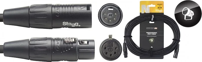 DMX cable, XLR/XLR (m/f) (5 pins), 20 m (66'), N-series