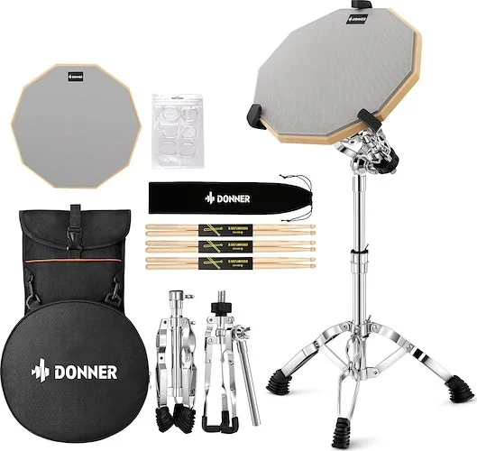 DONNER 12" PRACTICE DRUM PAD W/SNARE STAND SET