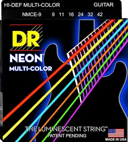 DR Strings NMCE-9 Hi-Def Neon Electric Guitar Strings. Multi-Color 9-42