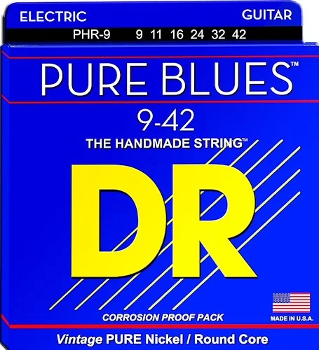 DR Strings PHR9 Pure Blues Nickel Round Core Electric Guitar Strings. 9-42 