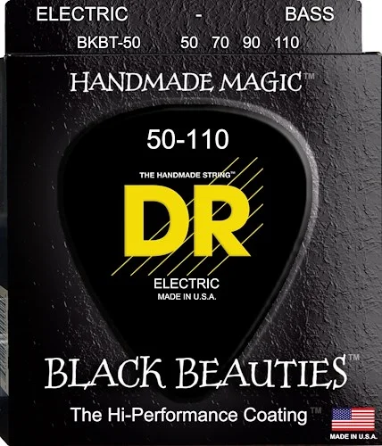 DR Strings BKBT-50 Black Beauties Colored Bass Strings. 50-110 Tapered Black