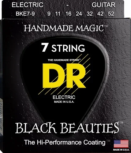 DR Strings BKE7-9 Black Beauties Colored (7 String) Electric Guitar Strings. 9-52 Black