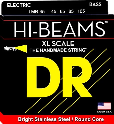 DR Strings LMR-45 Hi-Beam Stainless Steel Round Core Bass Strings. 45-105 Long Scale