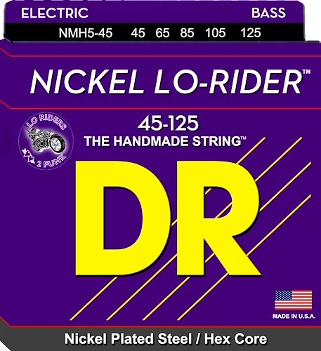DR Strings NMH5-45 Lo-Rider Nickel Plated Bass Strings (5 String). 45-125 