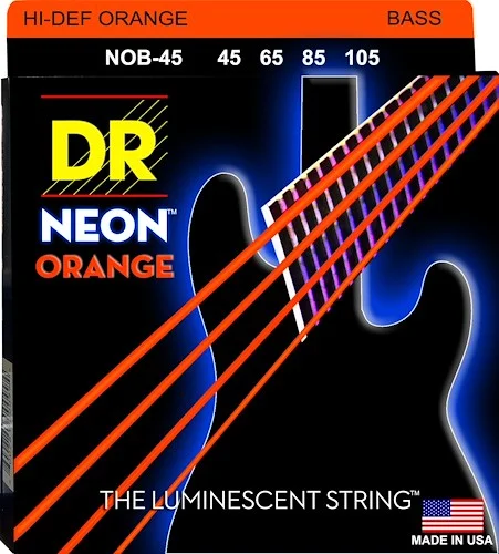DR Strings NOB-45 Hi-Def Neon Bass Strings. Orange 45-105 