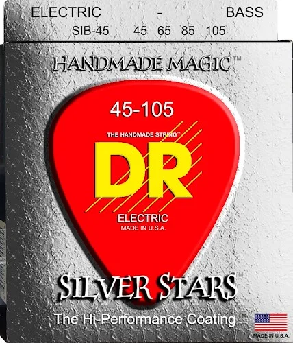 DR Strings SIB-45 Silver Stars Silver Plated and Nickel Plated Bass Strings. 45-105