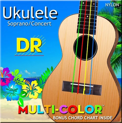 DR Strings UMCSC Multi Color Nylon Soprano Ukulele Strings. 24-26