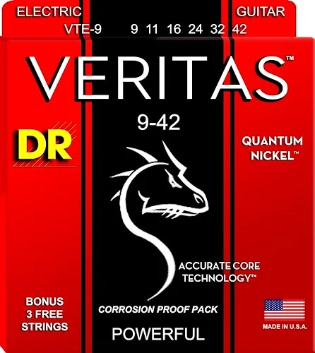 DR Strings VTE-9 Veritas Nickel Wraped Round Core Electric Guitar Strings. 9-42 