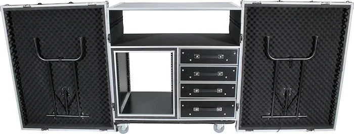 Dual-Table Case And Mixing Console Workstation W-Casters Image