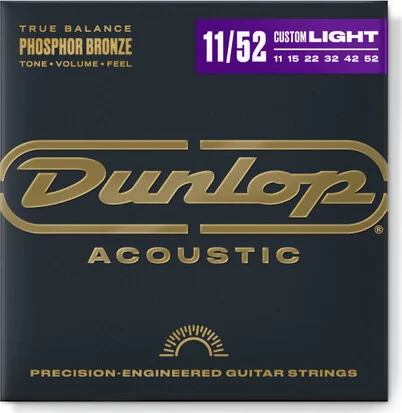 Dunlop - DAP1152 - Phosphore Bronze Medium Light Acoustic Strings 6 String Set, .011-.052