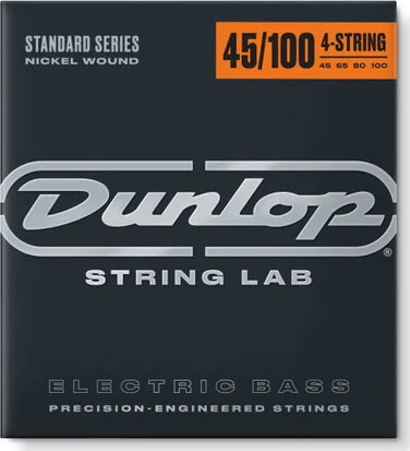 Dunlop - DBN45100 - Nickel Medium Light 4 String Stainless Steel Bass Guitar Strings  .45-.100