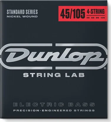 Dunlop - DBN45105 - Nickel Medium 4 String Stainless Steel Bass Guitar Strings  .45-.105