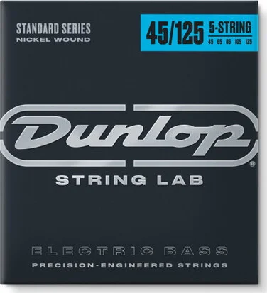 Dunlop - DBN45125 - Nickel Medium 5 String Stainless Steel Bass Guitar Strings  .45-.125