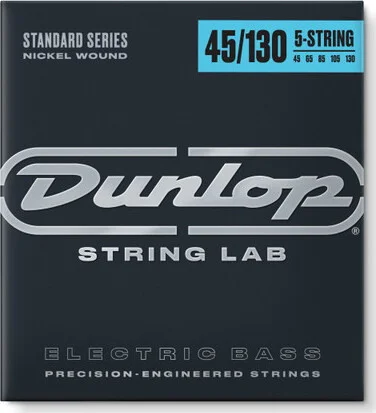 Dunlop - DBN45130 - Nickel Medium 5 String Stainless Steel Bass Guitar Strings  .45-.130