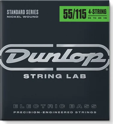 Dunlop - DBN55115 - Nickel Extra Heavy 4 String Stainless Steel Bass Guitar Strings  .55-.115
