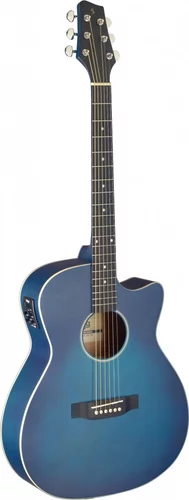 Cutaway acoustic-electric auditorium guitar, transparent blue