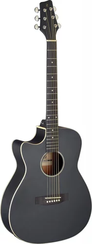 Cutaway acoustic-electric auditorium guitar, black, left-handed model