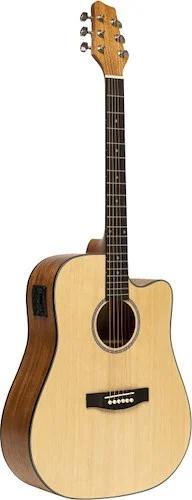 Electro-acoustic dreadnought guitar with cutaway