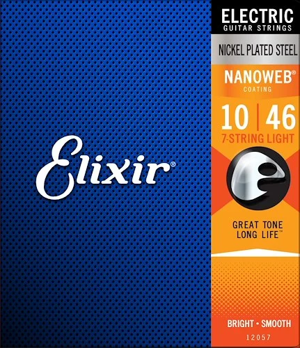 Elixir 12057 Nickel Plated Steel (7 String) Electric Guitar Strings with NANOWEB. Light 10-56