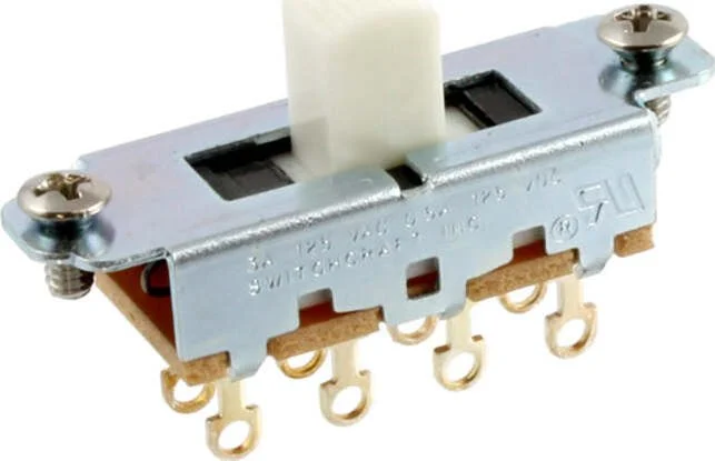 Switchcraft® On-Off-On Slide Switch for Mustang®<br>White knob, Single Item