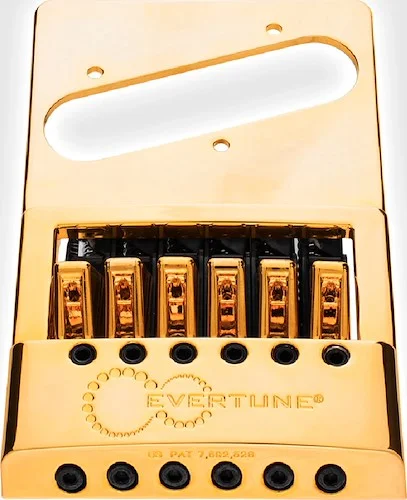 Evertune T Model 6 String Bridge for Tele Style Guitars Gold Left Hand