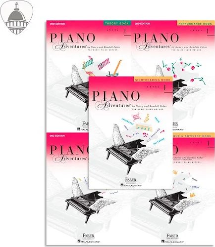 Faber Piano Adventures Level 1 Bundle- Lesson, Performance, Technique & Artistry, and Theory Books 5 in 1 Package