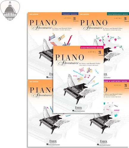 Faber Piano Adventures Level 2B Bundle- Lesson, Performance, Technique & Artistry, and Theory Books 5 in 1 Package