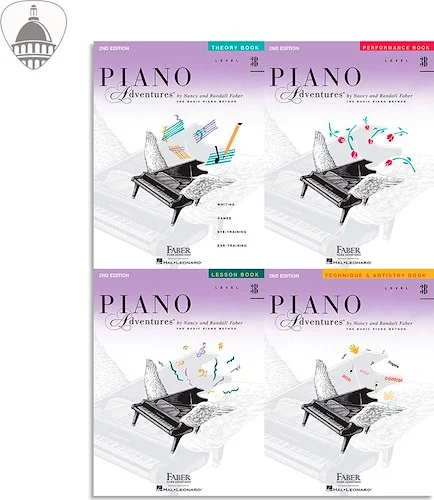 Faber Piano Adventures Level 3B Bundle- Lesson, Performance, Technique & Artistry, and Theory Books 4 in 1 Package