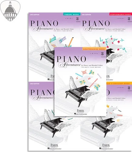 Faber Piano Adventures Level 3B Bundle- Lesson, Performance, Technique & Artistry, and Theory Books 5 in 1 Package