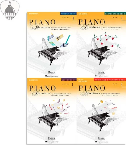 Faber Piano Adventures Level 4 Bundle- Lesson, Performance, Technique & Artistry, and Theory Books 4 in 1 Package