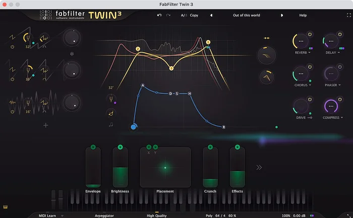 FabFilter Twin 3 (Download)<br>High quality, analog-sounding synthesizer plug-in, major modulations, massive effects and innovative easy to use GUI