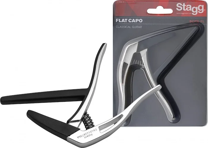 Flat "trigger" capo for classical guitar
