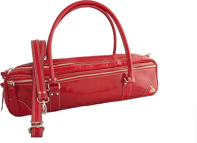 FluterScooter Flute Bag, Red Patent Leather