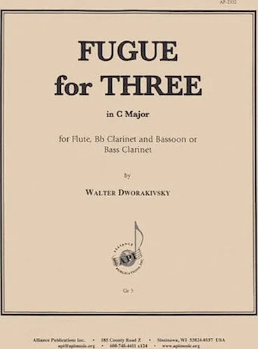 Fugue For Three (in C Major) -  fl, Cl, Bsn/bscl