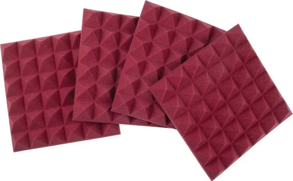 Gator 4 Pack of Burgundy 12x12" Acoustic Pyramid Panel