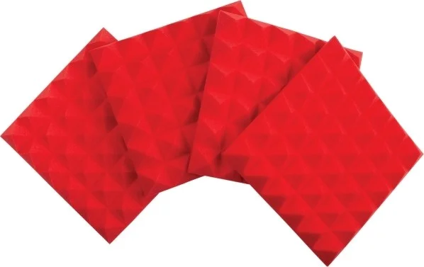 Gator 4 Pack of Red 12x12" Acoustic Pyramid Panel